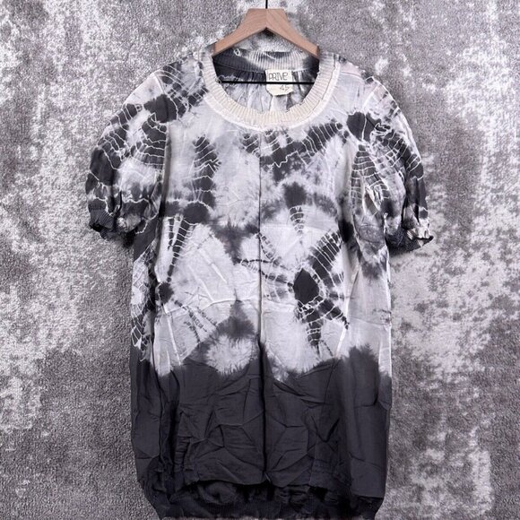 Prive 45 Top Black/Off-White Tie Dye Silk-Blend Sleeveless Blouse Womens Small - Picture 1 of 10